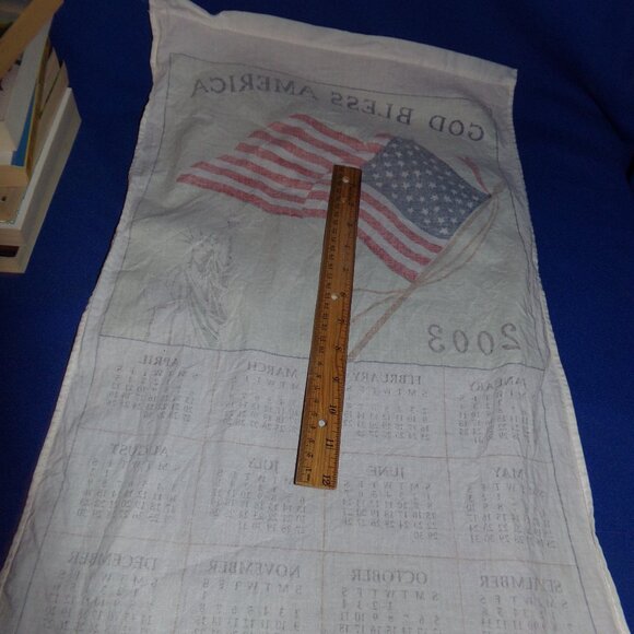 Vintage Patriotic "God Bless America" Liberty Flag Hanging Cloth Calendar - 2003 - Picture 3 of 4